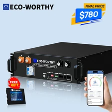 ECO-WORTHY 5120Wh 48V 100AH Server Rack LiFePO4 Lithium Battery UL1973 & UL9540A