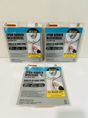 Set of 3- FROST KING V25G GREY EPDM RUBBER WEATHER STRIP 1/4'' X 17FT