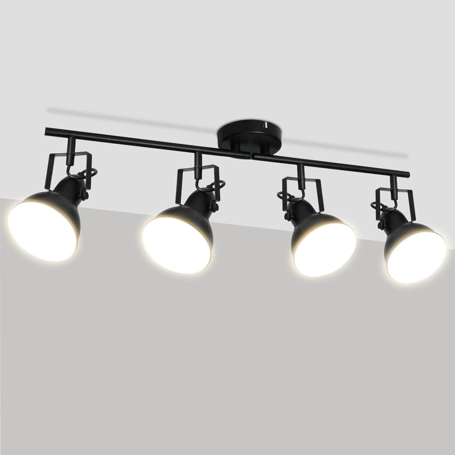 Lampada da Soffitto 3 Luci Nera - Design Moderno Faretti Orientabili