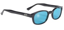 Pacific Coast Original KD's Biker Sunglasses Black Frame/Turquoise Lens