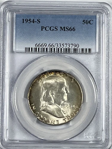 1954-S Franklin Half Dollar : PCGS MS66