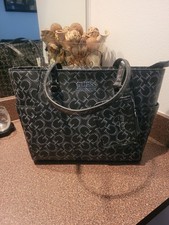 GUESS top zip black logo tote bag with coin purse NWT 