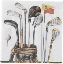 IHR Cocktail Napkins Disposable 3-Ply Paper Party Napkin Pack, 5" x 5" Golf