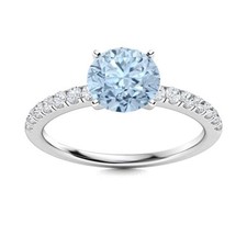 925 Silver Aquamarine Gemstone Solitaire with Accents March Ring Jewelry