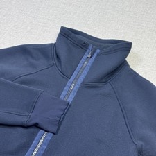 Lululemon Full Zip Sweatshirt Womens 10 Blue High Neck Raglan Pockets Fleece