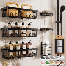 Shower Caddy 6-Pack, Advanced Rustproof Design, No Drilling Adhesive Shelves New