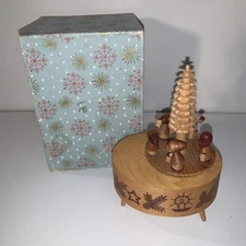 Thorens Switzerland Movement Plays O Christmas Tree Music Box Wood With Box