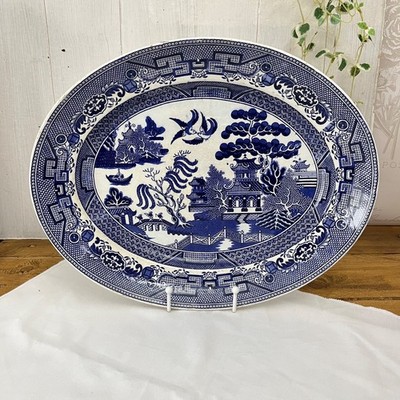 Vintage Pountney & Co Bristol Ware Weidenmuster Platte. Große 12'' / 36cms