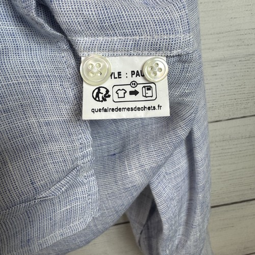 Hartford Alternative Classics 1979 Mens Sz L Blue 100% Linen Button Long Sleeve  - Picture 5 of 10