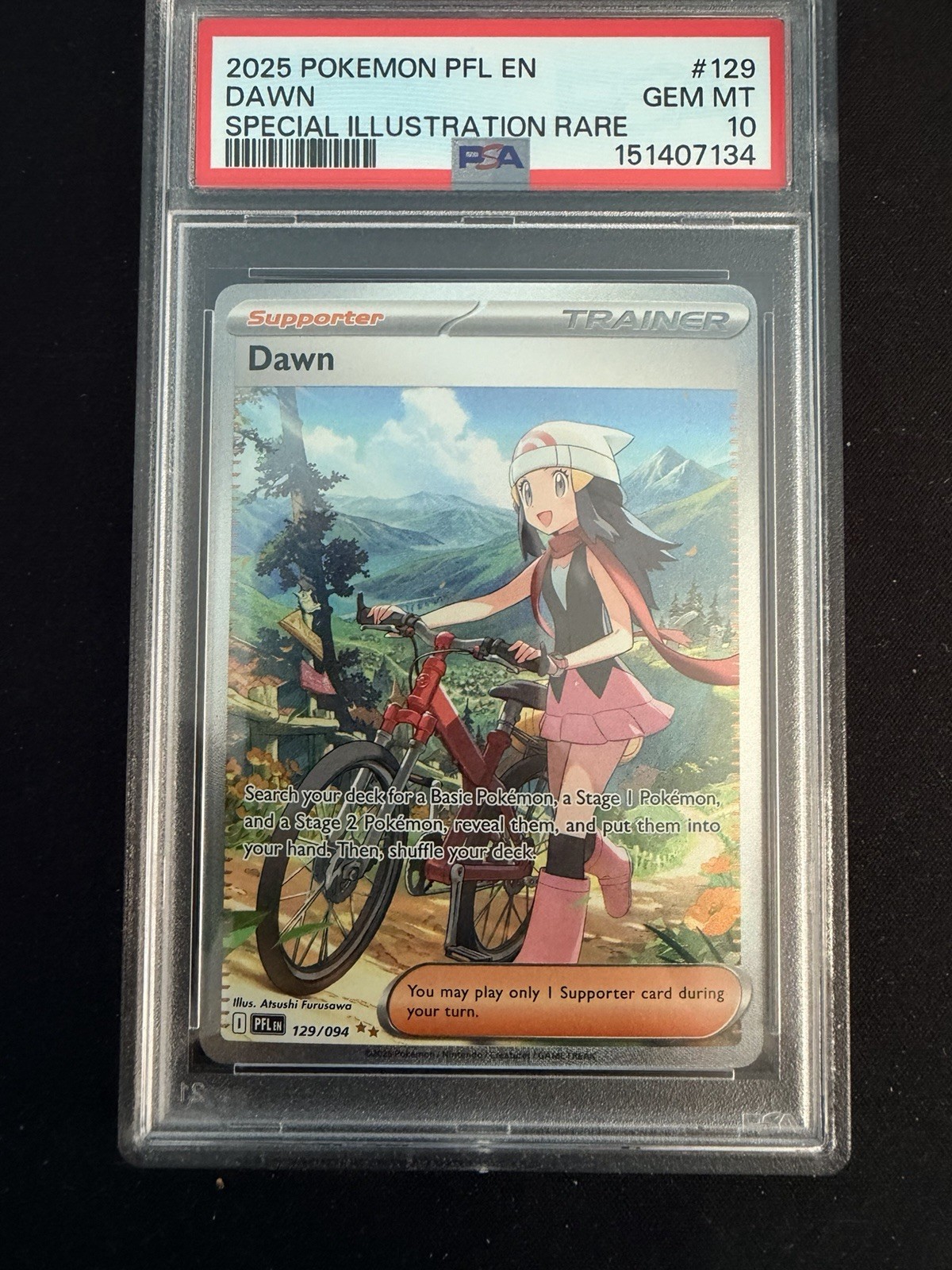 2025 POKEMON PFL EN-PHANTASMAL FLAMES SPECIAL ILLUSTRATION RARE #129 DAWN PSA 10