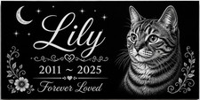 Personalized Cat Memorial Stone Granite Grave Marker Photo Engraved 6x12