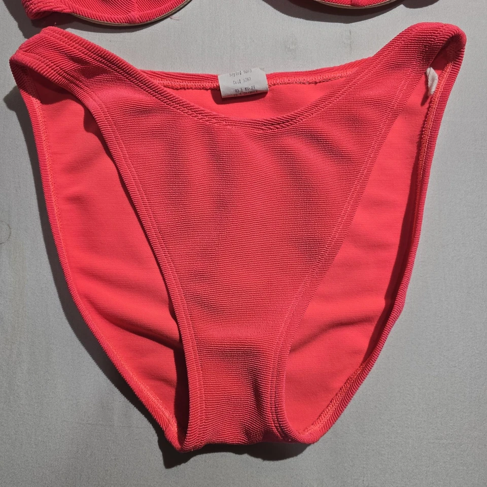 Conjunto de Bikini Baja Azul Vintage Años 90 80 Cintura Alta A Juego Talla 14 Rosa Caliente Foto 2 de 4