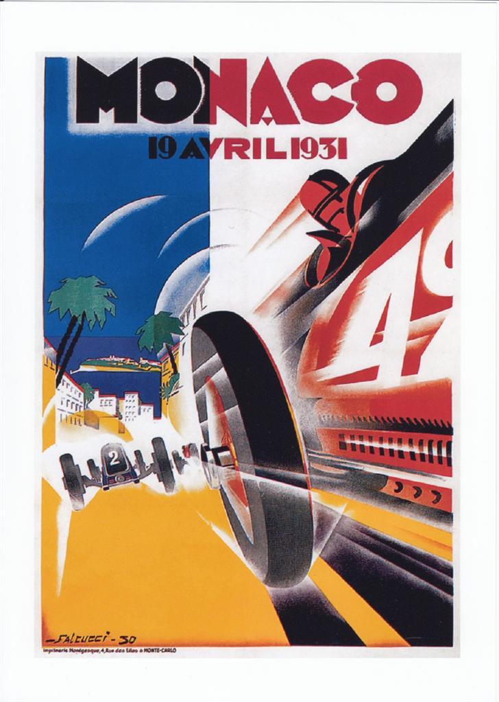 VINTAGE REPRODUCTION 1931 MONACO GRAND PRIX RACE POSTER A3 SIZE - Main Image