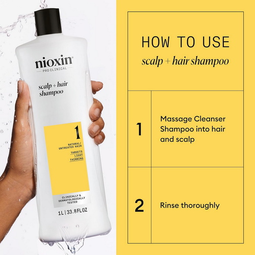 Champú espesante para cabello natural NIOXIN System 1 cuero cabelludo + cabello 33,8 oz 1 litro - Imagen 2 de 6