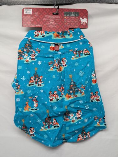 New Disney Parks Pet Pajamas Size Large Mickey & Friends Blue Christmas - Picture 3 of 4