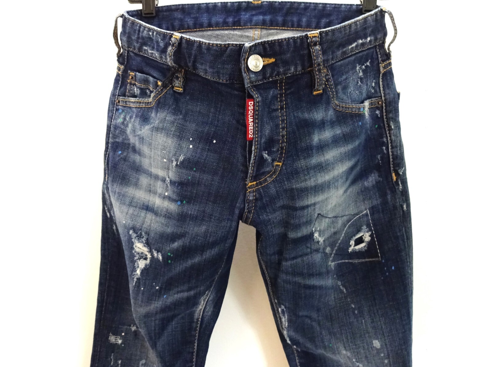 DSQUARED2 DISTRESSED LOW RISE JEANS WITH WHITE BLUE GREEN PAINT SPOTS 44 = 29 image 5