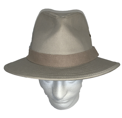 Khaki strukturierte Fedora-Stil Baumwolle Angelmütze Größe S/M - zum Wandern, Sport - Bild 2 von 21