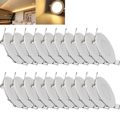20X 3W LED Panel Einbaustrahler Deckenleuchte Einbau Leuchte Rund Warmweiß slim
