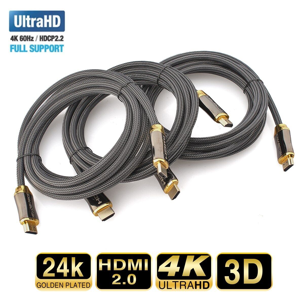estudiante universitario Hacer bien población HDMI Cable 3D Ultra HD 4K 2160p 1440p High Speed with Ethernet HEC ARC V2.0  10ft | eBay