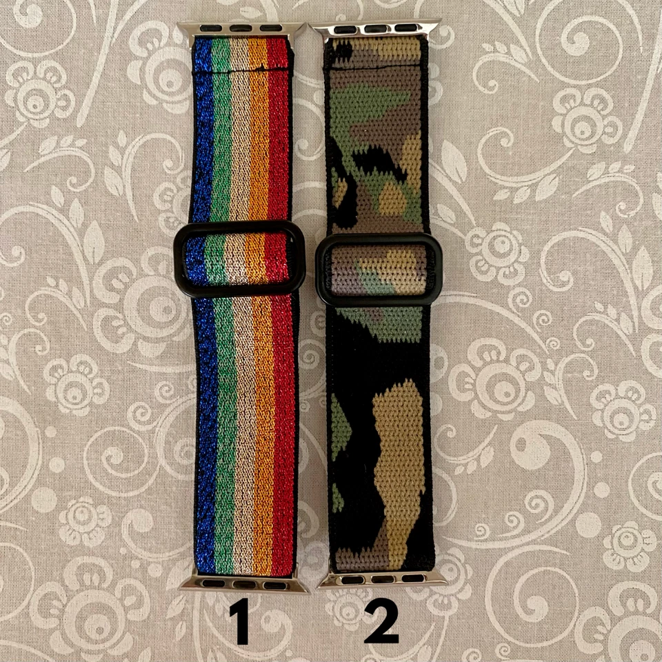 Correa elástica de nailon ajustable para Apple Watch-38/40/41-42/44/45/49 mm todas las series Foto 2 de 4