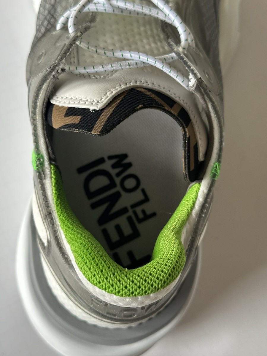 Fendi Flow Men\'s Gray/White/Green Sneakers 11 US (Fendi 10) 7E1583 IT NIB $930 Sepatu FENDI FLOW FF GREEN WHITE TAUPE SNEAKER 100% ORIGINAL  main image 4