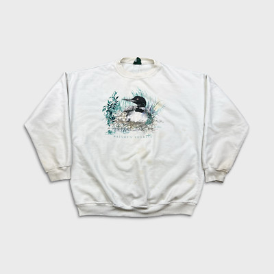 VTG 90s Northern Reflections Sweatshirt Mens Large White Goose Animal Nature