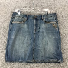 Eddie Bauer Denim Jean Skirt Womens 12 Blue Pencil Straight Zip Fly Cotton Blend