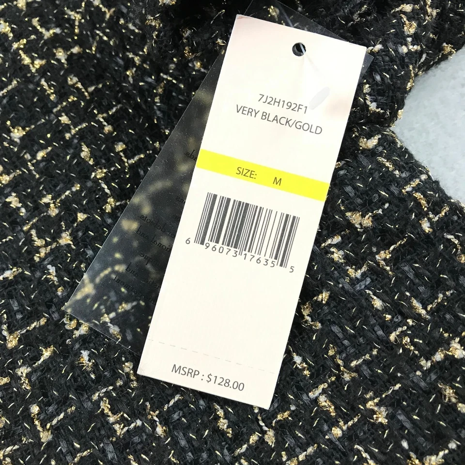 Nanette Lepore куртка женщин средний черный Твид с подкладкой открытый легкий пальто с Ярлыками - Изображение 3 из 4