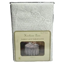 Heirloom Lace Tablecloth Round 70” New Sultan’s Linens Country Cottagecore