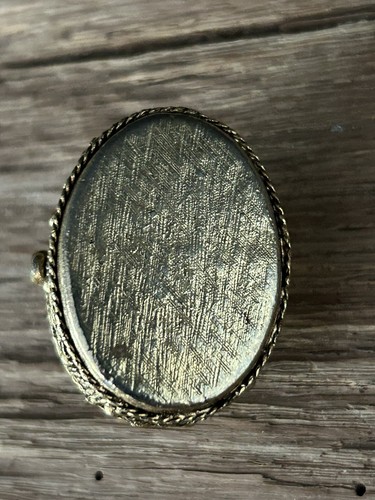 Portapillole ovale vintage vetro bubble top viso donna vittoriano filigrana oro anni '60 - Foto 6 di 9