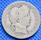 1911 P Barber Quarter - Nice Full Date - Circulated - 90% Silver - #N130