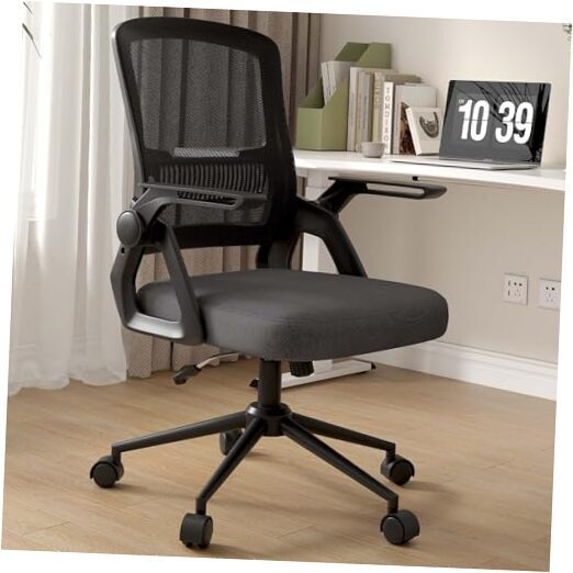 Office Computer Desk Chair Ergonomic Mesh Flip-Up Arms Black Without Headrest