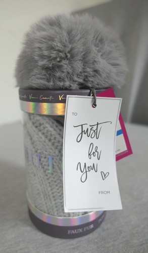 NEW Grey Vince Camuto One Size Knit Winter Pom-Pom Watch Ski Cap Hat Beanie - Picture 8 of 9