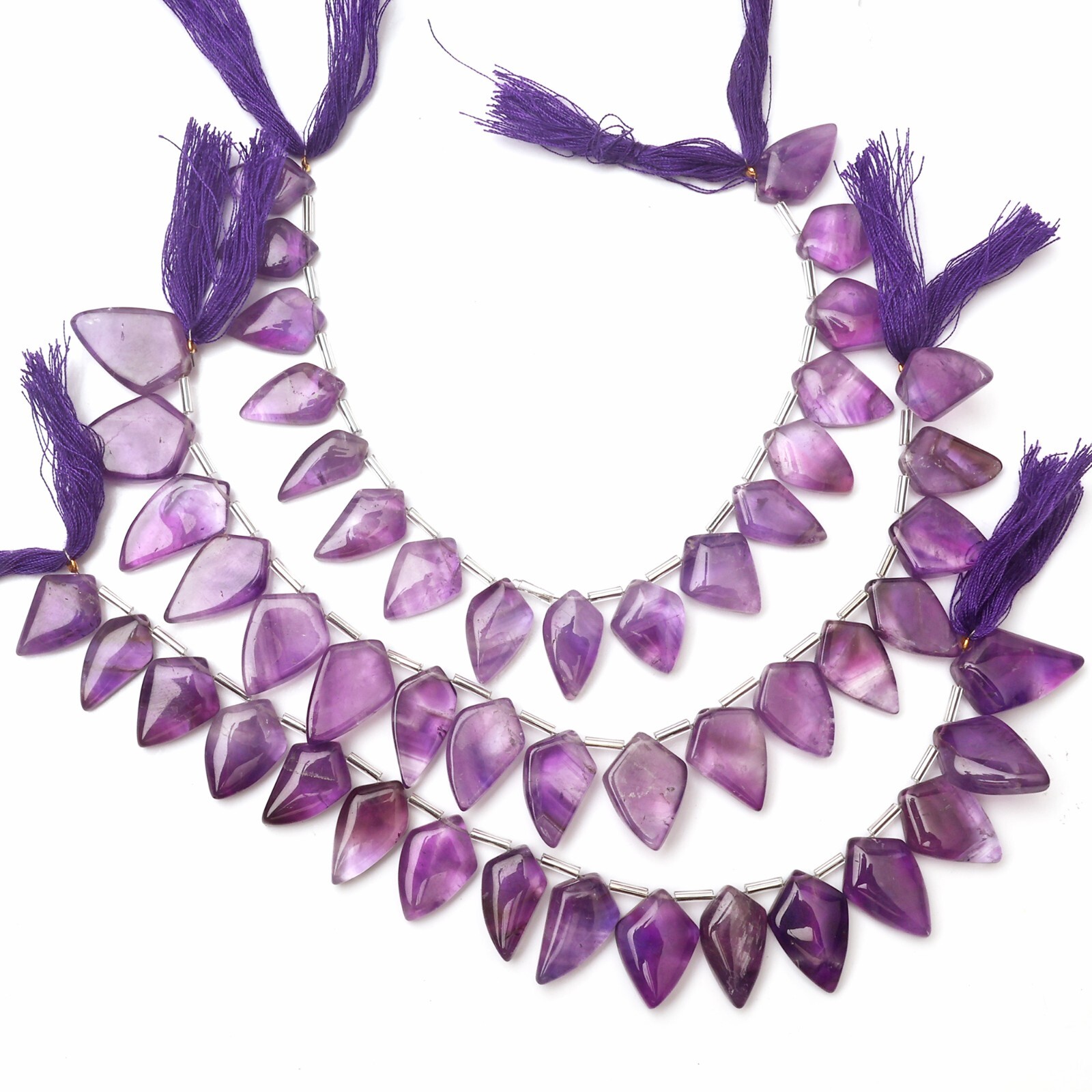 Amethyst Shield Pattern Natural Amethyst Smooth Shield Shape 8 Inch Strand 9x13-11x16 MM ...