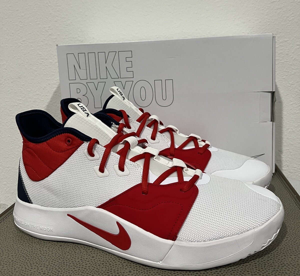 Nike Men’s PG III ID Red Blue White Sz 13 Paul George AV7928-991 Team USA  NEW