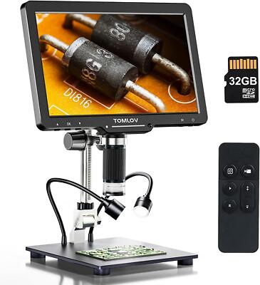 TOMLOV DM501 10'' HDMI Digital Microscope 1300x Solder Magnifier Polarizer Lens