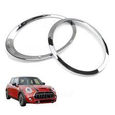 2x Headlight Trim Ring Left+Right For Mini Cooper R55 R56 2007-15 chrome silver