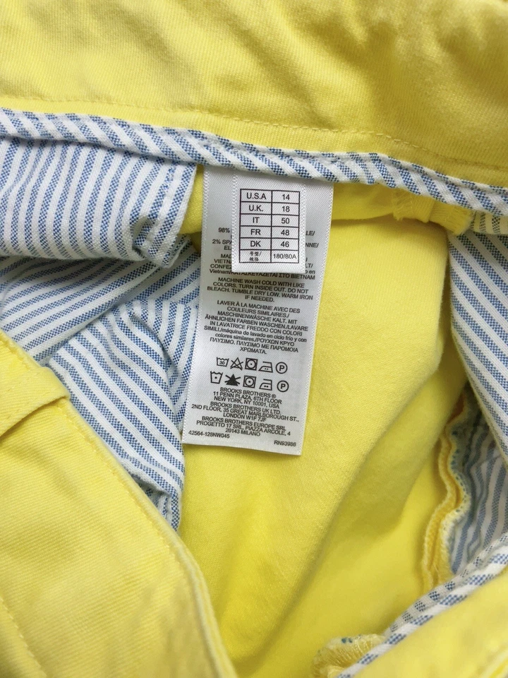 Brooks Brothers Women’s Yellow Cotton  Pants Sz 14 Ankle Straight- Leg - Image 4 of 4