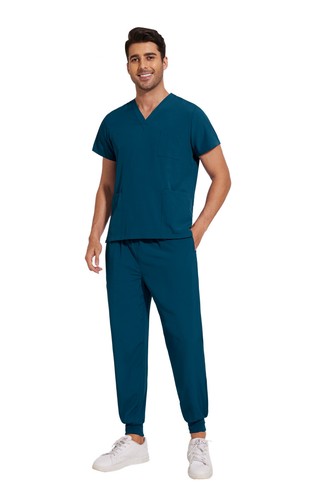 Stretch Medical Nursing Uniform Scrub Set Men V-Neck 3-Pocket-Top Jogger Pants - Picture 91 of 138