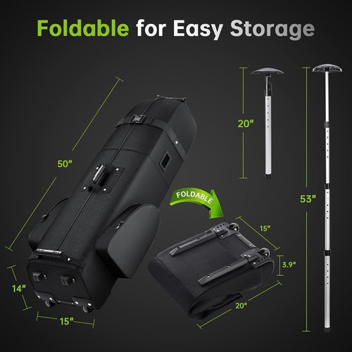 Hard Case Golf Club Travel Bag with Wheels Luggage Lock Cover Airline Waterproof - Picture 6 of 7