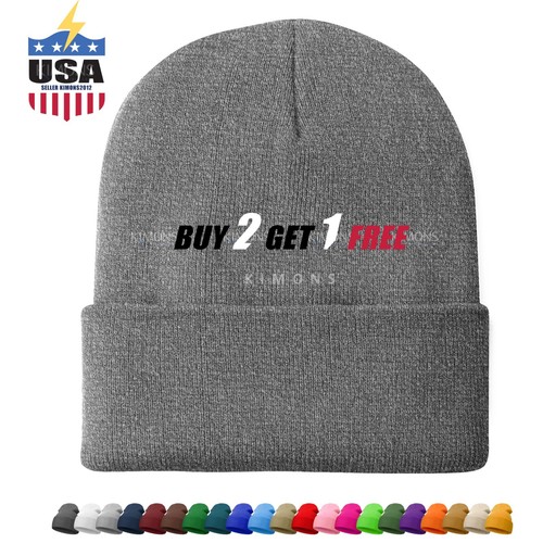 Plain Solid Beanie Hat Cap Knit Ski Skully Cuff Winter Warm Slouchy Men Women CF - Picture 2 of 51