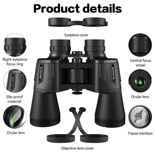 12x50 / 20x50 Full Size Porro Prism Binoculars for Bird Watching Hunting Hiking - Picture 7 of 12