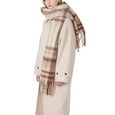 Womens Large Chunky Color Block Tassel Scarf Oversized Thick Scarves Long Shawl