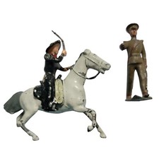 Early Britains Toy Soldiers Mounted Cowboy Horse Marching Soldier Pre-War VTG