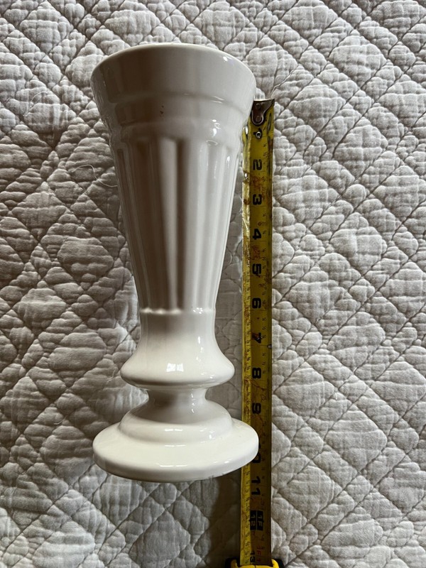 Vintage Mid Century Tall White Vase 9.25” Used