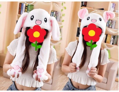 UK Seller Pikachu Rabbit Hat Plush Moving Ears Pressing with