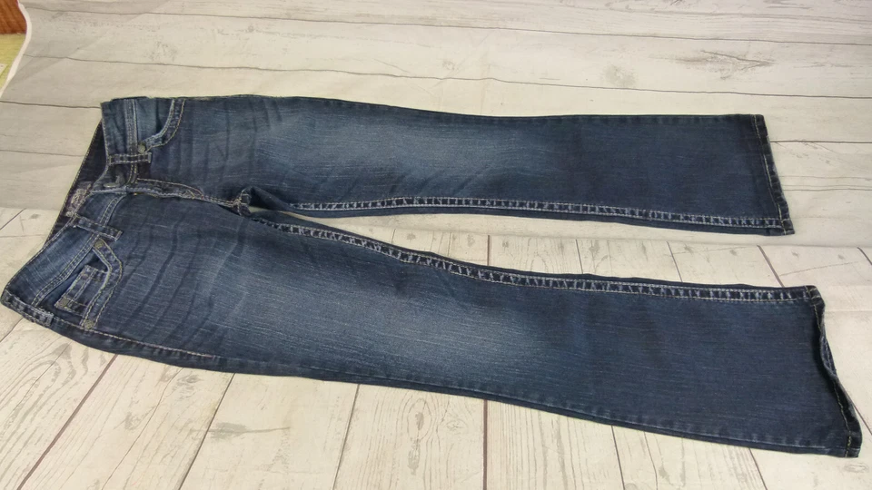 Pantalones de mezclilla para mujer plateados azules mezcla de algodón Suki excedente acampanados talla 27x32 Foto 3 de 4