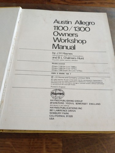 Haynes workshop manual for Austin Allegro - Picture 2 of 3