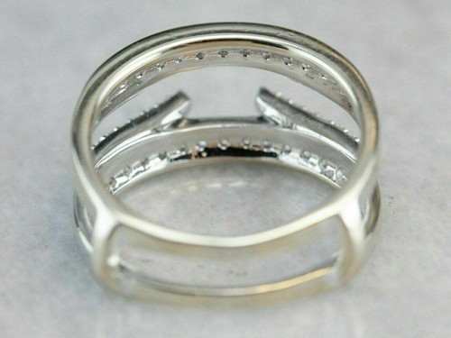 1Ct White Round Cut CZ Wedding Ring Wrap Enhancer In Solid 925 Sterling Silver - Picture 2 of 8