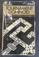 Pressman 1986 Tournament Dominoes 55 Piece Double Nine 1623 with Wood Case.